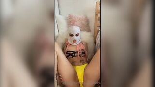 Housewife makes herself cum in the kitchen with a sex t