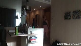 Blue eyed girl fucked standing up and creamed