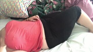 Tattooed BBW pleases her hairy pussy
