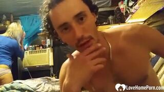 Horny guy gets to lick a wet pussy