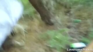 Blowjob in the woods by an amateur girl