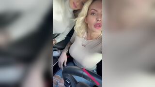 Layna boo strap on in the back seat, orgasm multiple times
