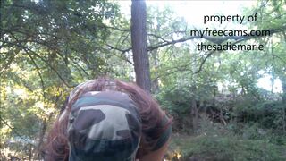 Realriverbanks army babe sneaks into woods w huge dildo xxx video