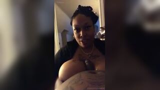 Big tit ebony amateur gives titfuck and blowjob
