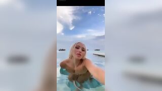 Daniella Chavez naked bath in the swimming pool